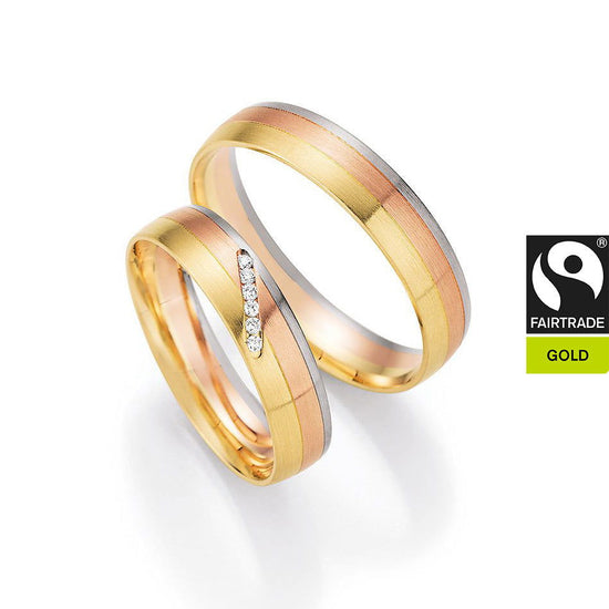 FAIR TRADE GOLD Trauringe Tricolor mit Diamanten - Trauringmacher