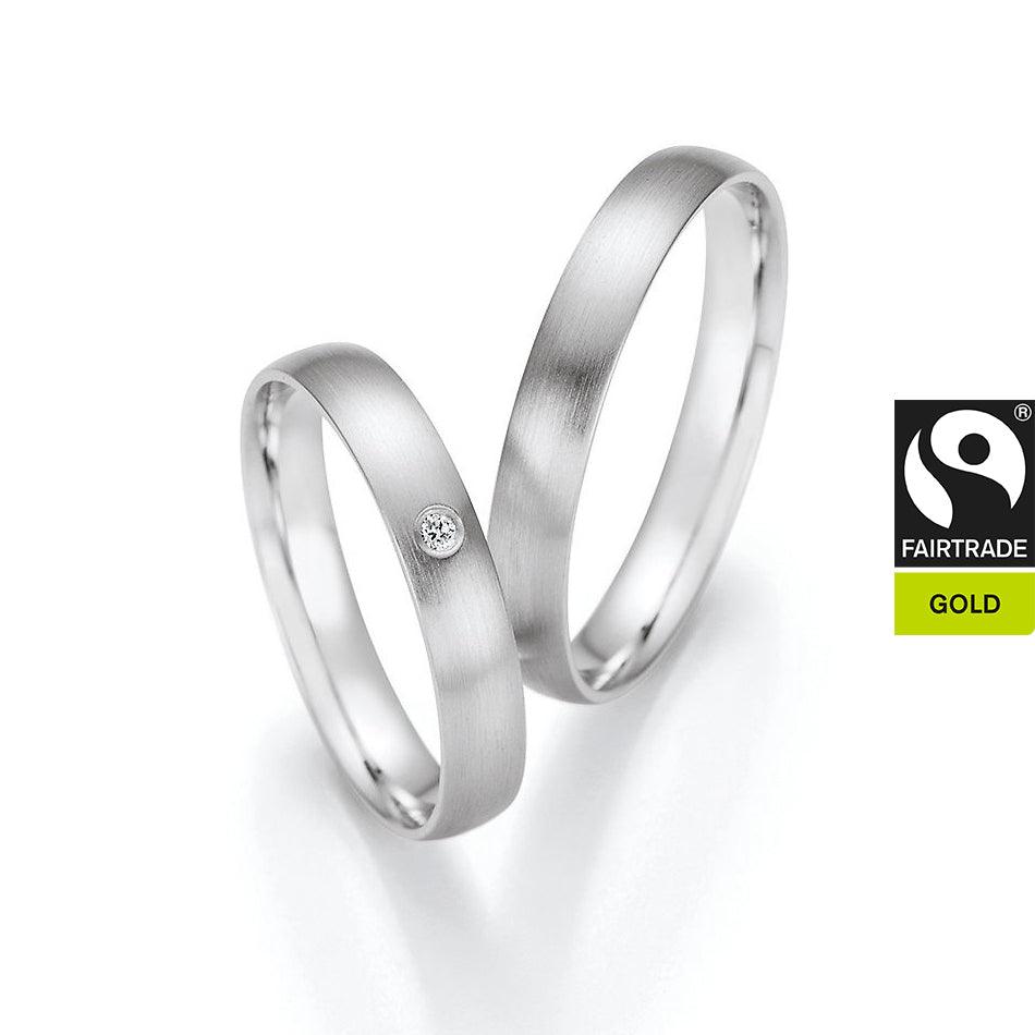 FAIR TRADE GOLD Trauringe Weißgold mit Diamant - Trauringmacher