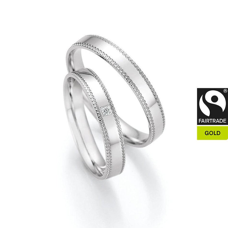 FAIR TRADE GOLD Trauringe Weißgold mit Diamant - Trauringmacher