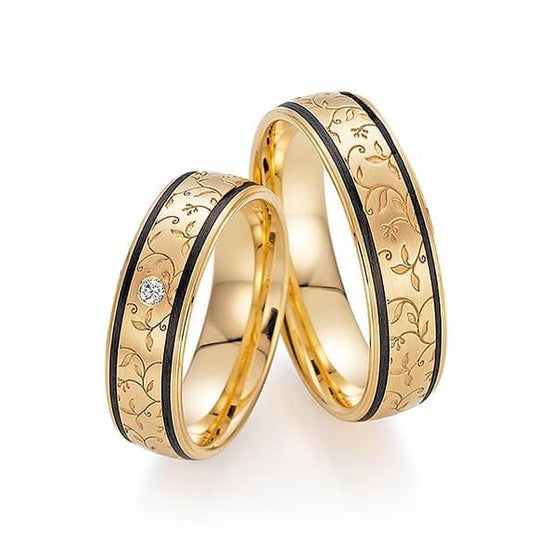 FISCHER Trauringe Carbon & Apricotgold  SPRINGTIME 23-01320-060 - Trauringmacher