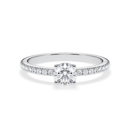 Verlobungsring Brillant Hidden Halo & Pavé Weißgold/- 750 mit Diamant ab 0.50ct