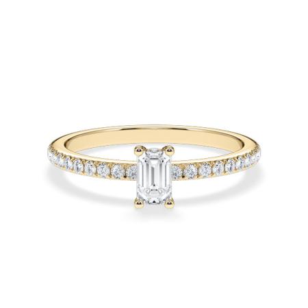 Verlobungsring Emerald Hidden Halo & Pavé Gelbgold/- 750 mit Diamant ab 0.50ct
