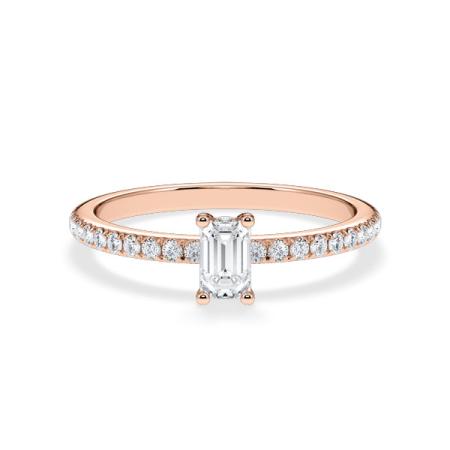Verlobungsring Emerald Hidden Halo & Pavé Roségold/- 750 mit Diamant ab 0.50ct