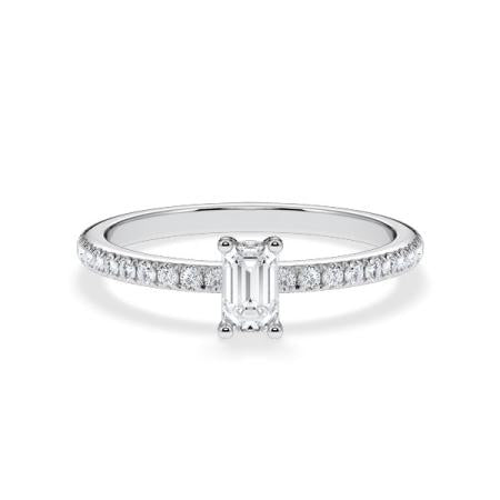 Verlobungsring Emerald Hidden Halo & Pavé Weißgold/- 750 mit Diamant ab 0.50ct
