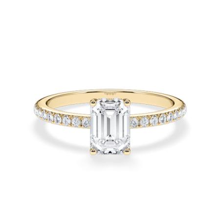Verlobungsring Emerald Hidden Halo & Pavé Gelbgold/- 750 mit Diamant ab 1.00ct