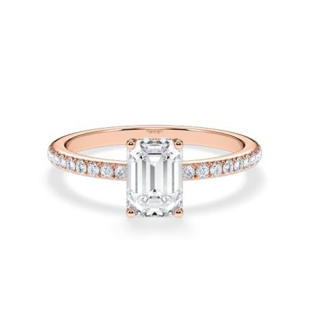 Verlobungsring Emerald Hidden Halo & Pavé Roségold/- 750 mit Diamant ab 1.00ct