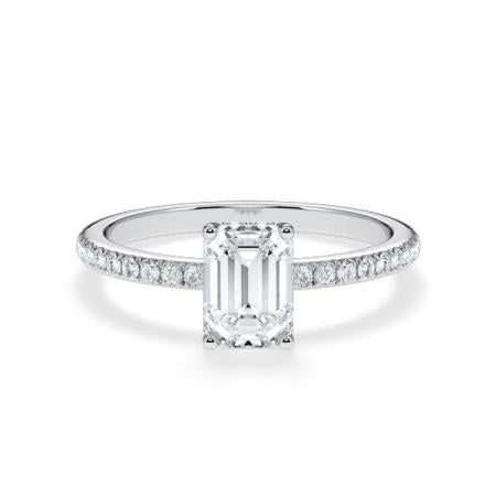 Verlobungsring Emerald Hidden Halo & Pavé Weißgold/- 750 mit Diamant ab 1.00ct