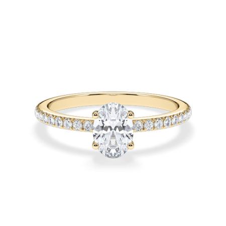 Verlobungsring Oval Hidden Halo & Pavé Gelbgold/- 750 mit Diamant ab 0.50ct