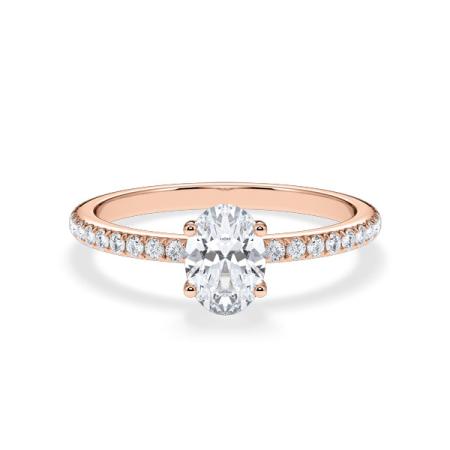 Verlobungsring Oval Hidden Halo & Pavé Rosegold/- 750 mit Diamant ab 0.50ct