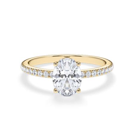 Verlobungsring Oval Hidden Halo & Pavé Gelbgold/- 750 mit Diamant ab 1.00ct
