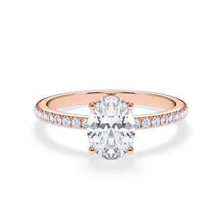 Verlobungsring Oval Hidden Halo & Pavé Rosegold/- 750 mit Diamant ab 1.00ct