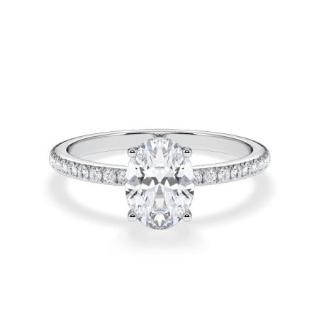 Verlobungsring Oval Hidden Halo & Pavé Weißgold/- 750 mit Diamant ab 1.00ct