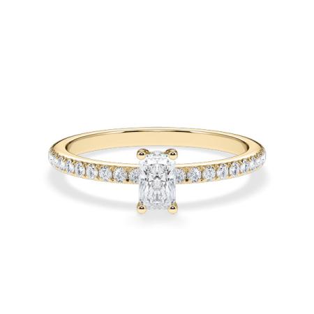 Verlobungsring Radiant Hidden Halo & Pavé Gelbgold/- 750 mit Diamant ab 0.50ct