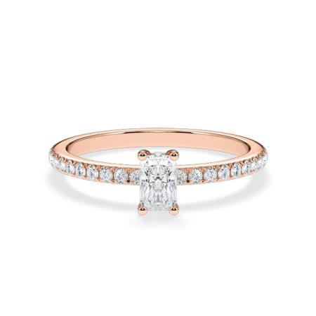 Verlobungsring Radiant Hidden Halo & Pavé Rosegold/- 750 mit Diamant ab 0.50ct