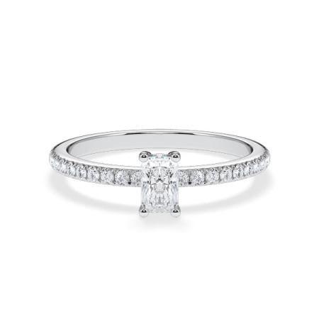 Verlobungsring Radiant Hidden Halo & Pavé Weißgold/- 750 mit Diamant ab 0.50ct
