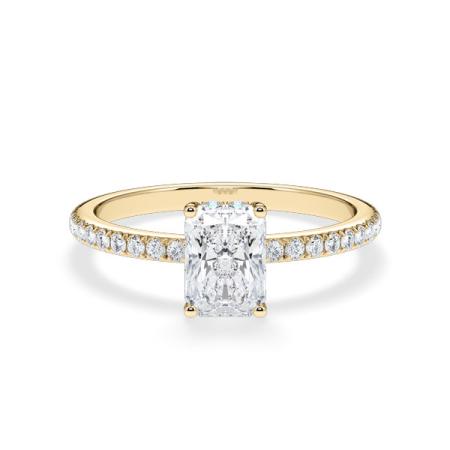 Verlobungsring Radiant Hidden Halo & Pavé Gelbgold/- 750 mit Diamant ab 1.00ct