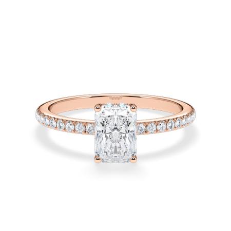 Verlobungsring Radiant Hidden Halo & Pavé Rosegold/- 750 mit Diamant ab 1.00ct