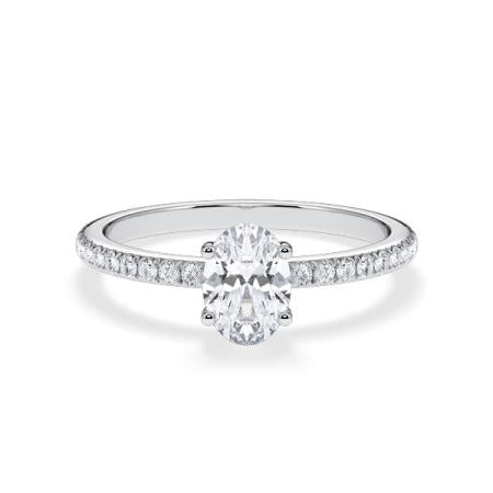 Verlobungsring Oval Hidden Halo & Pavé Weißgold/- 750 mit Diamant ab 0.50ct