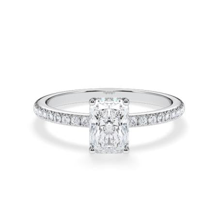 Verlobungsring Radiant Hidden Halo & Pavé Weißgold/- 750 mit Diamant ab 1.00ct