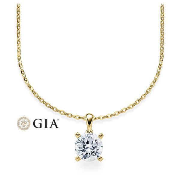 Kette mit Anhänger Gelbgold 585/-14ct  mit Diamant 0.30ct | HABITI - Trauringmacher München