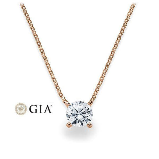 Kette mit Anhänger Rotgold 585/- 14ct mit Diamant 0.30ct | HABITI - Trauringmacher München