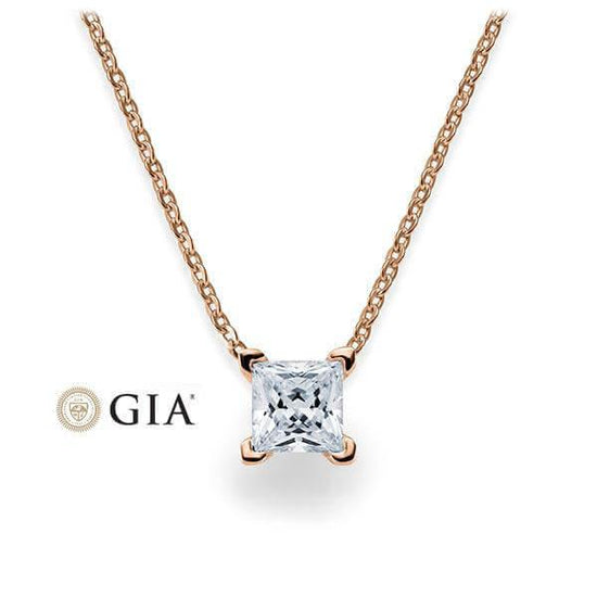 Kette mit Anhänger Rotgold 585/- 14ct mit Diamant 0.30ct | PRINCESS - Trauringmacher München