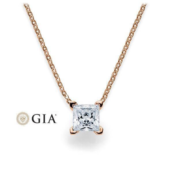 Kette mit Anhänger Rotgold 585/- 14ct mit Diamant 0.30ct | PRINCESS - Trauringmacher München
