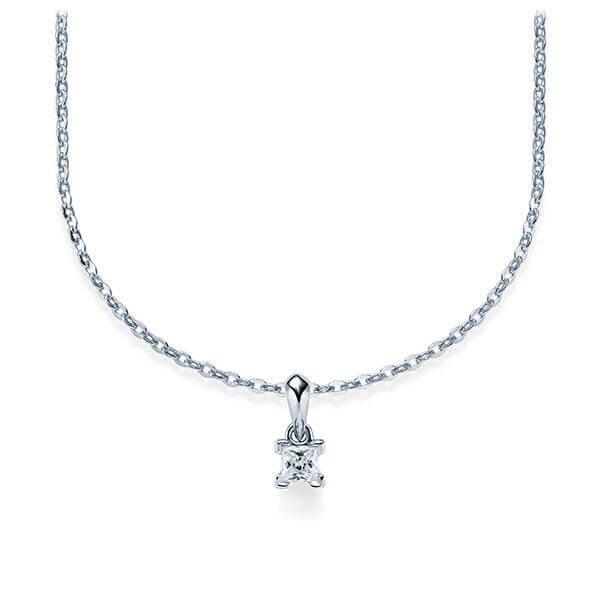 Kette mit Anhänger Weißgold 585/-14ct mit Diamant 0.15ct | PRINCESS - Trauringmacher München