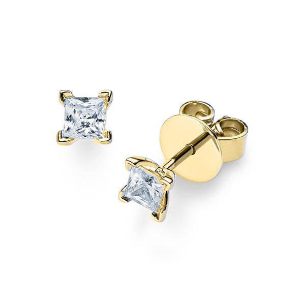 Ohrstecker Gelbgold 585/- 14ct mit Diamanten zus. 0.40ct | PRINCESS - Trauringmacher München