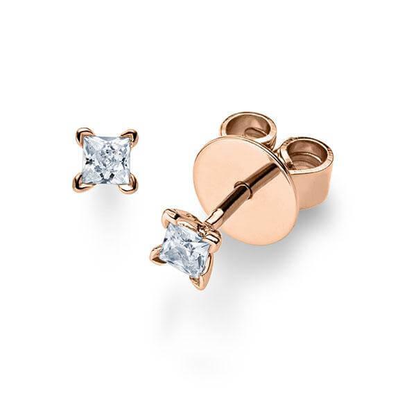 Ohrstecker Rosegold 585/- 14ct mit Diamanten zus. 0.20ct | PRINCESS - Trauringmacher München
