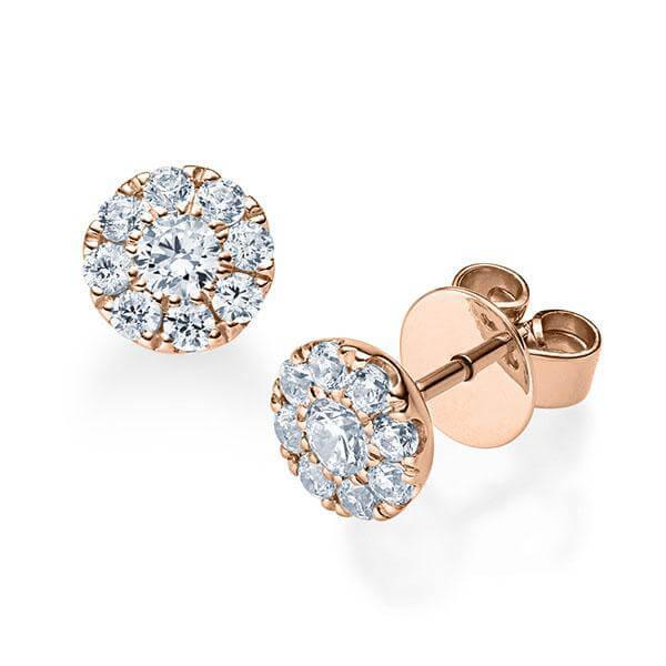 Ohrstecker Rosegold 750/- 18ct mit Diamanten zus. 0.60ct | HALO - Trauringmacher München
