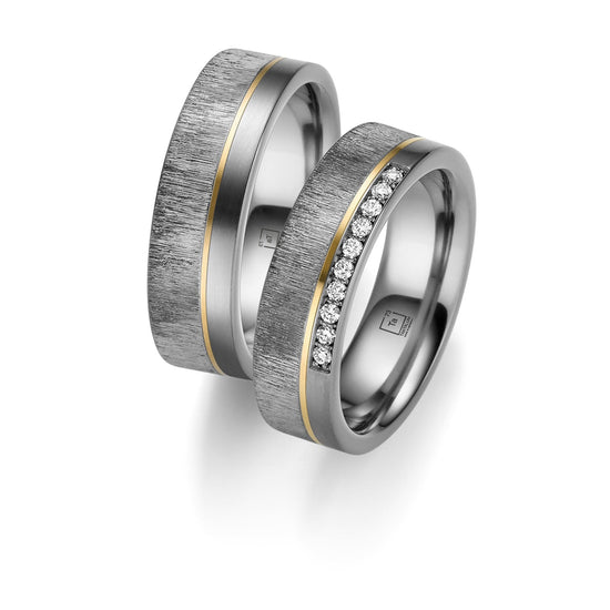 TANTALUM Trauringe Tantal Gold mit Diamanten TA03 - TA04