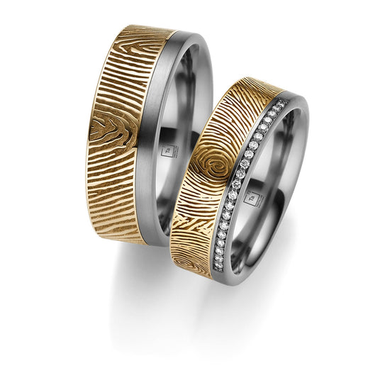 TANTALUM Trauringe Tantal Rotgold mit Diamanten TA05 - TA06