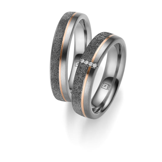 TANTALUM Trauringe Tantal Gold mit Diamanten TA07 - TA08