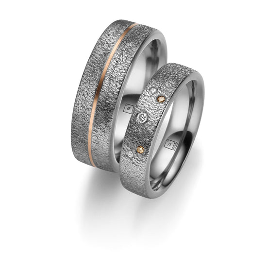 TANTALUM Trauringe Tantal Gold mit Diamanten TA27 - TA28