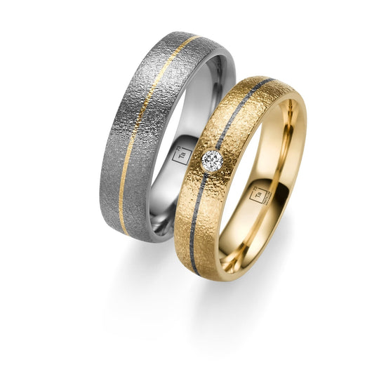 TANTALUM Trauringe Tantal Gelbgold mit Diamanten TA29 - TA30