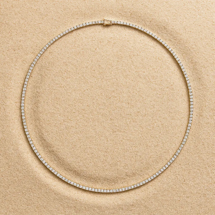 Tenniskette Gelbgold Diamantkette Brillant Hochwertig Weißgold Edelmetall 