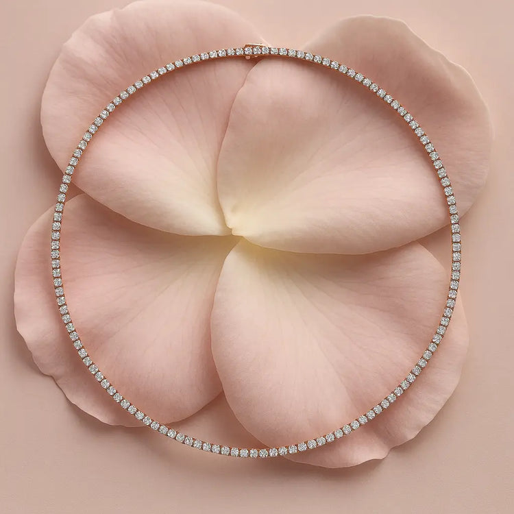 Tenniskette Rotgold Rosegold Diamantkette Edlmetall Gold Hochwertig Preisgünstig 