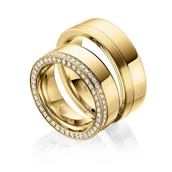 Trauringe Gelbgold mit Diamanten RU-1055-GG - Trauringmacher München