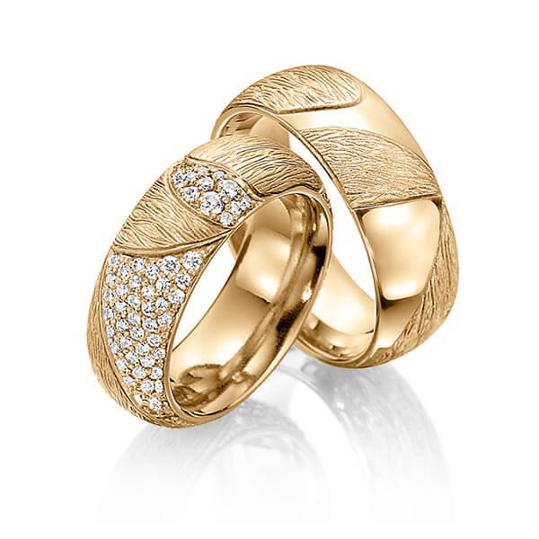 Trauringe Rosegold mit Diamanten RU-1425-ROSE (PAARPREIS) - Trauringmacher München