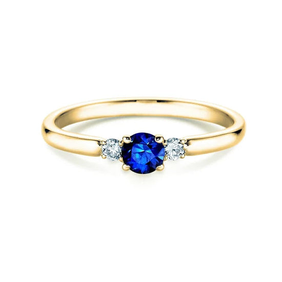 Verlobungsring GLORY PETITE Gelbgold mit Saphir & Diamanten 0.07ct - Trauringmacher München