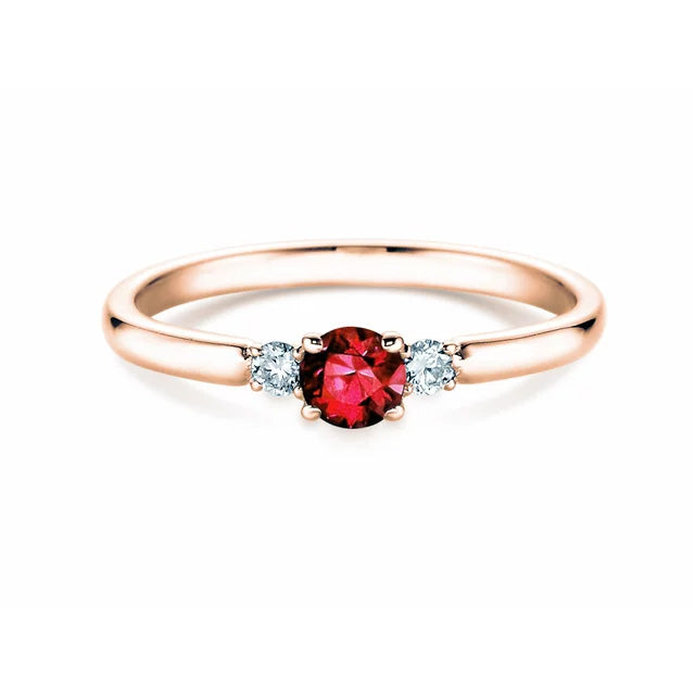 Verlobungsring GLORY PETITE Rosegold mit Rubin & Diamanten 0.07ct - Trauringmacher München