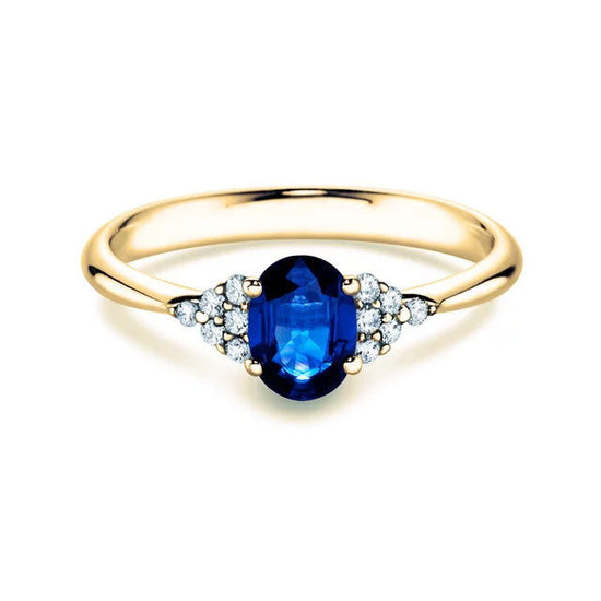 Verlobungsring GLORY PETITE SAPHIR Gelbgold mit Saphir & Diamanten 0.12ct - Trauringmacher München
