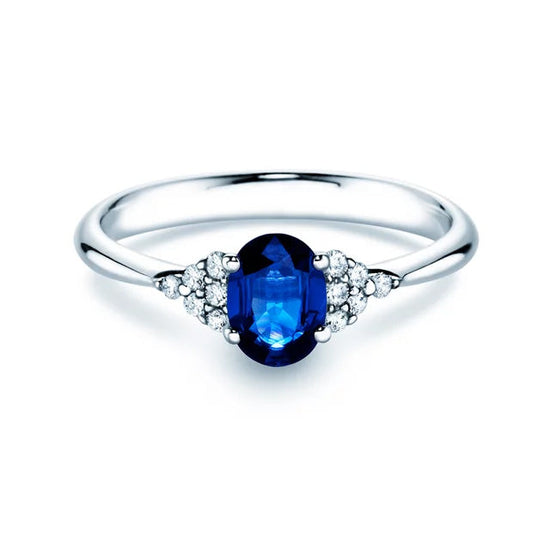 Verlobungsring GLORY PETITE SAPHIR Platin mit Saphir & Diamanten 0.12ct - Trauringmacher München