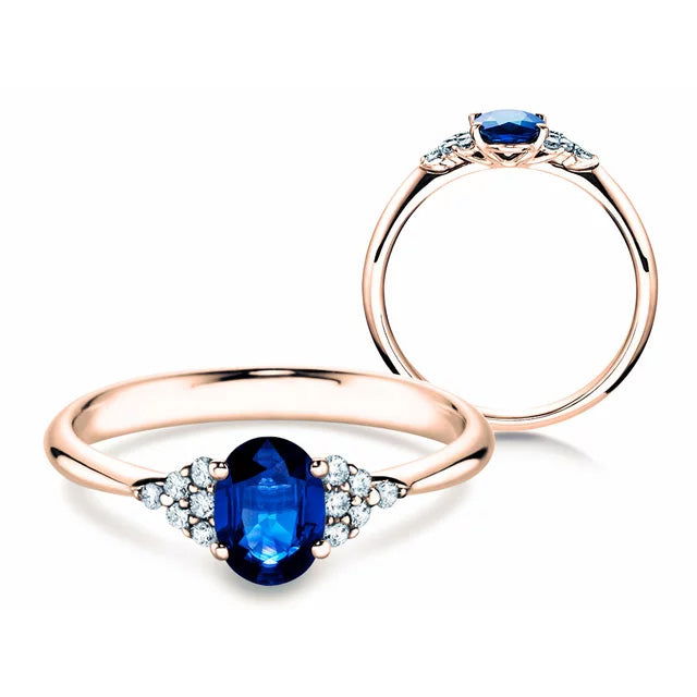 Verlobungsring GLORY PETITE SAPHIR Rosegold mit Saphir & Diamanten 0.12ct - Trauringmacher München