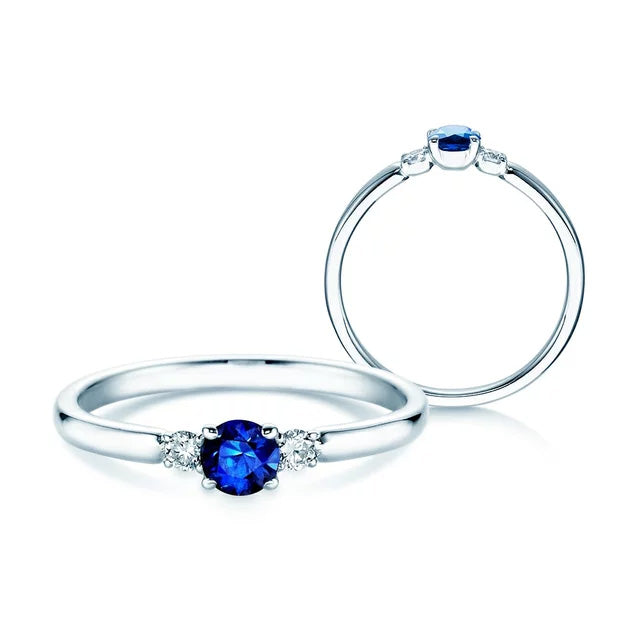 Verlobungsring GLORY PETITE Weißgold mit Saphir & Diamanten 0.07ct - Trauringmacher München
