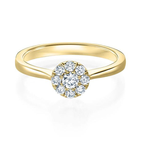 Verlobungsring Gelbgold 750/- mit Diamanten zus. 0.25ct | HALO - Trauringmacher München