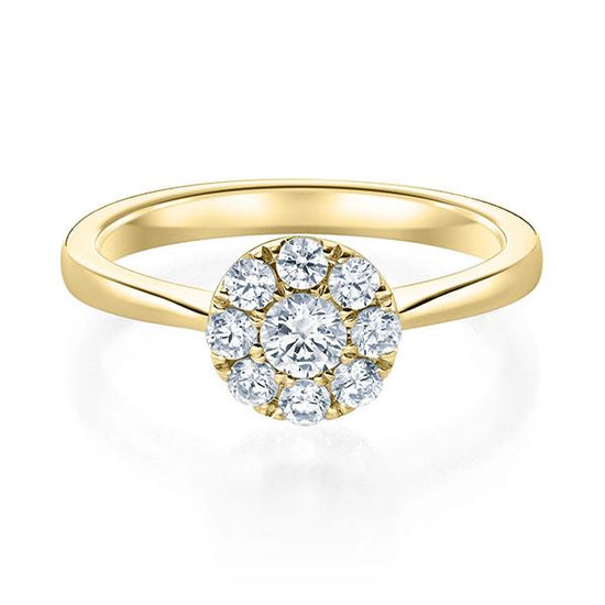 Verlobungsring Gelbgold 750/- mit Diamanten zus. 0.40ct | HALO - Trauringmacher München