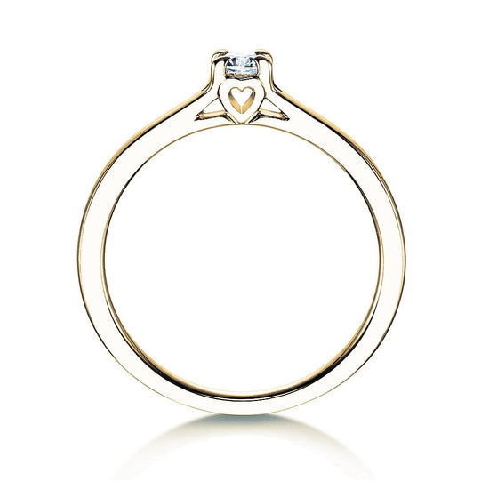 Verlobungsring Gelbgold mit Diamant 0,15ct | HERZLOVE - Trauringmacher München