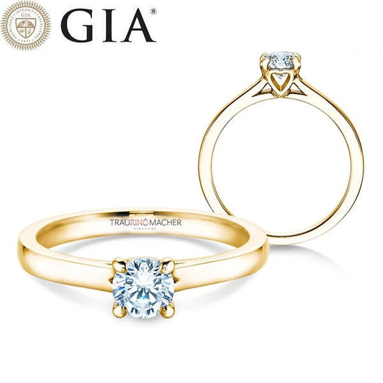 Verlobungsring Gelbgold mit Diamant 0,50ct | HERZLOVE - Trauringmacher München